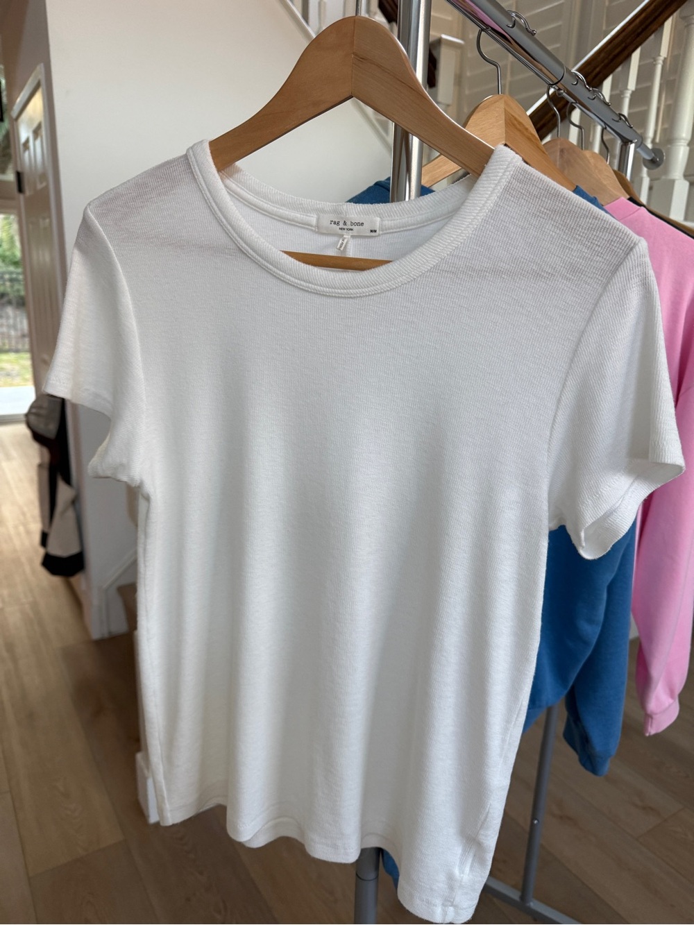 rag & bone Cream Short-Sleeve Ribbed Crew Tee